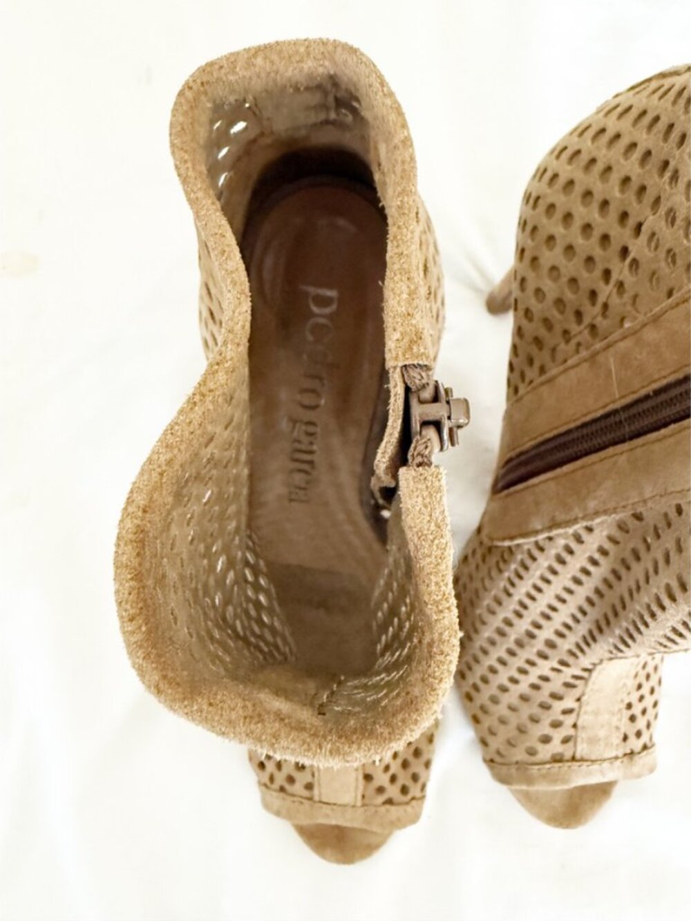 Pedro Garcia Sylvana Suede Peep Toe Boots tan 39/9 - Picture 7 of 11
